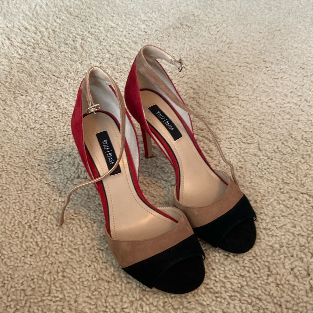 White House Black Market Red and Black Sandals